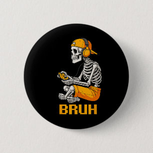 Halloween Skeleton Gamer Video Gaming Funny Skelet 6 Cm Round Badge