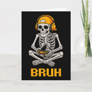 Halloween Skeleton Gamer Video Gaming Funny Skelet Card