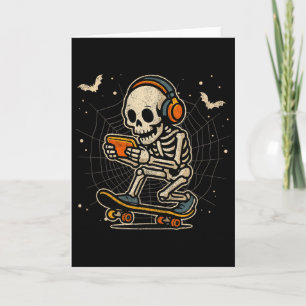 Halloween Skeleton Gamer Video Gaming Funny Skelet Card