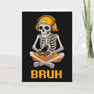 Halloween Skeleton Gamer Video Gaming Funny Skelet Card