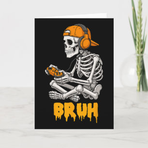 Halloween Skeleton Gamer Video Gaming Funny Skelet Card