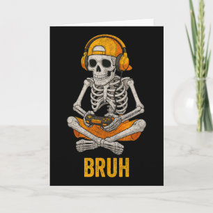 Halloween Skeleton Gamer Video Gaming Funny Skelet Card