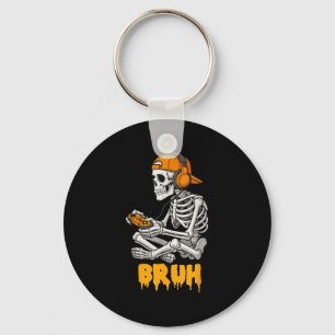 Halloween Skeleton Gamer Video Gaming Funny Skelet Key Ring
