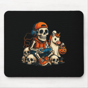Halloween Skeleton Gamer Video Gaming Ghost Hallow Mouse Mat