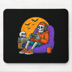 Halloween Skeleton Gamer Video Gaming Men Boys Kid Mouse Mat