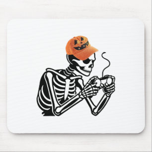 Halloween Skeleton Gamer Video Gaming Men Boys Kid Mouse Mat