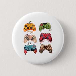Halloween Skeleton Gamer Zombie Gaming Controllers 6 Cm Round Badge