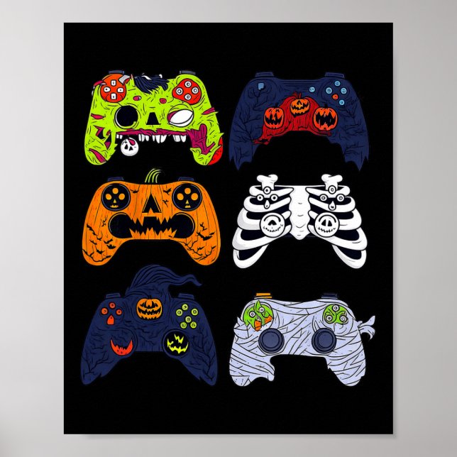 Halloween Skeleton Gaming Controllers Zombie Mummy Poster (Front)