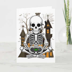 Halloween Skeleton Gaming Spooky Video Gamer Boys  Card