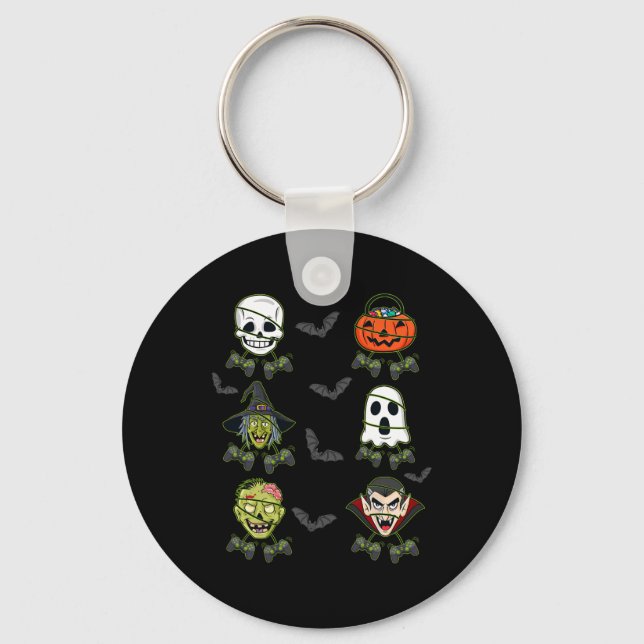 Halloween Skeleton Gaming Witch Vampire Zombie Boy Key Ring (Front)