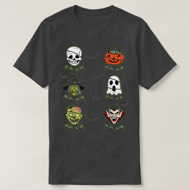 Halloween Skeleton Gaming Witch Vampire Zombie Boy T-Shirt (Design Front)