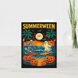 Halloween Skeleton Ghost Beach Costume Spooky Card