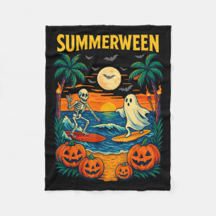 Halloween Skeleton Ghost Beach Costume Spooky Fleece Blanket