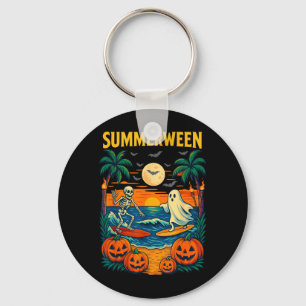 Halloween Skeleton Ghost Beach Costume Spooky Key Ring