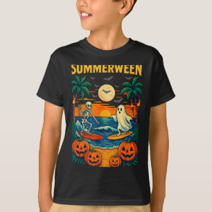 Halloween Skeleton Ghost Beach Costume Spooky T-Shirt