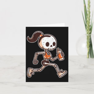 Halloween Skeleton Girl Running Costume Women Girl Card