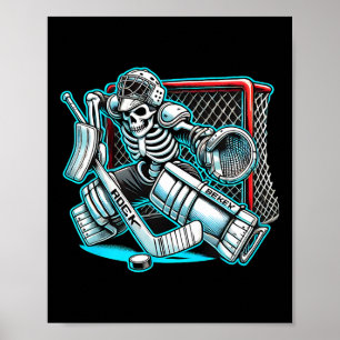 Halloween Skeleton Goalie Hockey Poster