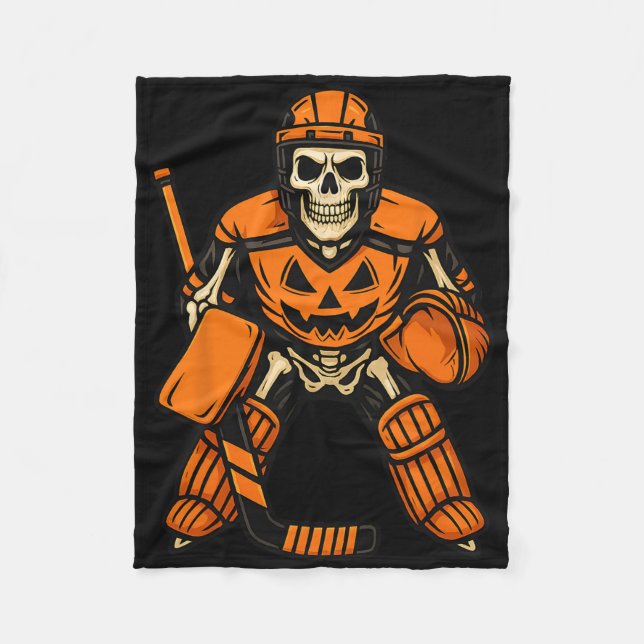 Halloween Skeleton Goalie Pumpkin Costume  Fleece Blanket (Front)
