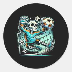 Halloween Skeleton Goalie Soccer Classic Round Sticker