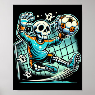 Halloween Skeleton Goalie Soccer Poster