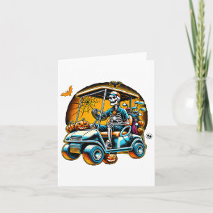 Halloween Skeleton Golf Cart Golfer Card