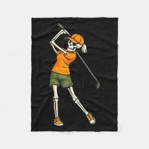 Halloween Skeleton Golf Costume Women Spooky Fleece Blanket