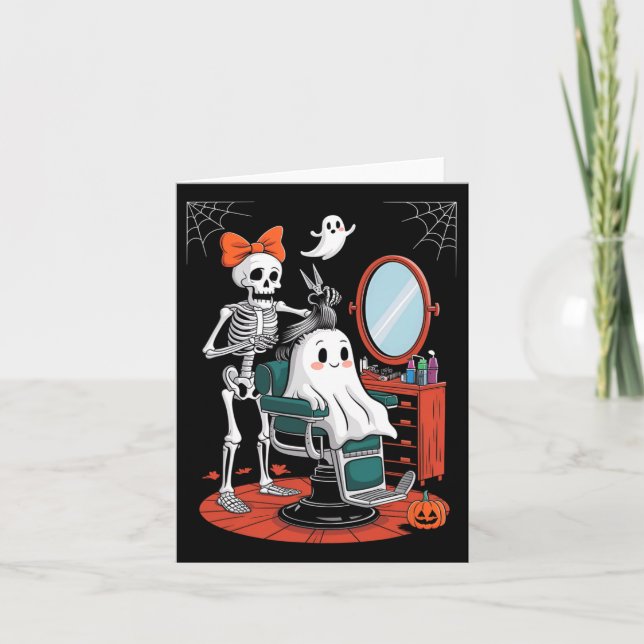 Halloween Skeleton Hairdresser Hairstylist  Card (Front)