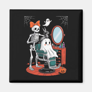 Halloween Skeleton Hairdresser Hairstylist Magnet