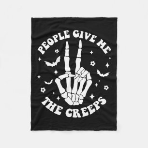 Halloween Skeleton Hand People Give Me The Creeps Fleece Blanket