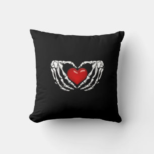 Halloween Skeleton Hands Around Heart Cushion