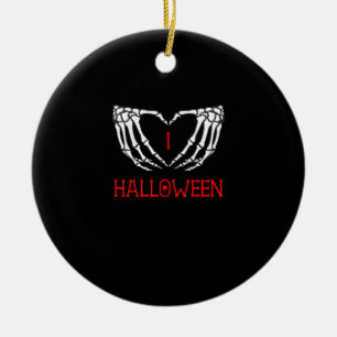 Halloween Skeleton Hands Forming Heart Gothic Ceramic Tree Decoration