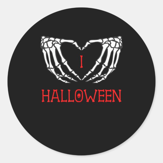 Halloween Skeleton Hands Forming Heart Gothic Classic Round Sticker (Front)