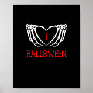 Halloween Skeleton Hands Forming Heart Gothic Poster
