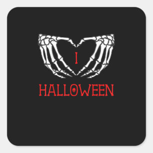 Halloween Skeleton Hands Forming Heart Gothic Square Sticker