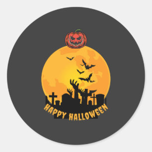 Halloween Skeleton Hands Funny Spooky Pumpkin Classic Round Sticker