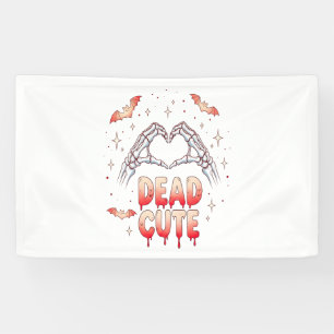 halloween Skeleton Hands Heart, Bats & Blood Banner