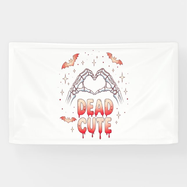 halloween Skeleton Hands Heart, Bats & Blood Banner (Horizontal)