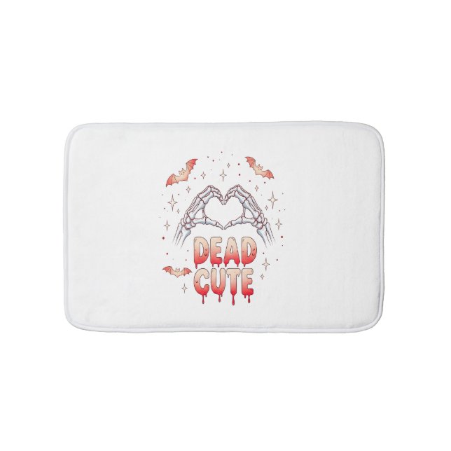 halloween Skeleton Hands Heart, Bats & Blood Bath Mat (Front)