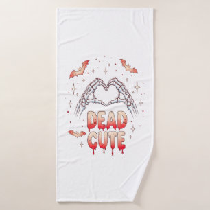 halloween Skeleton Hands Heart, Bats & Blood Bath Towel