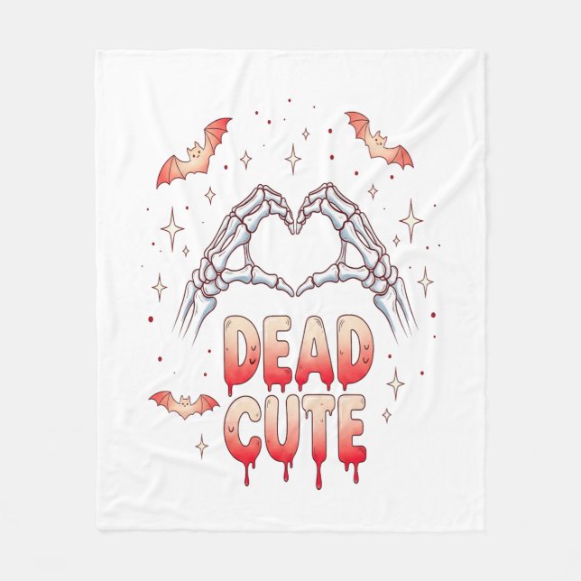 halloween Skeleton Hands Heart, Bats & Blood Fleece Blanket (Front)