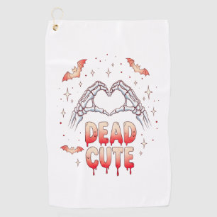 halloween Skeleton Hands Heart, Bats & Blood Golf Towel