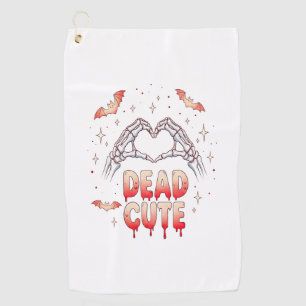 halloween Skeleton Hands Heart, Bats & Blood Golf Towel