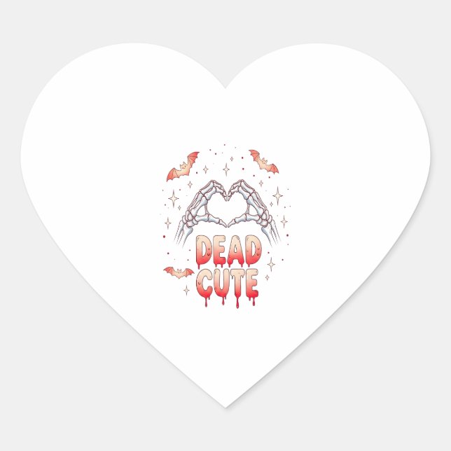 halloween Skeleton Hands Heart, Bats & Blood Heart Sticker (Front)