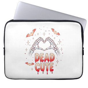 halloween Skeleton Hands Heart, Bats & Blood Laptop Sleeve
