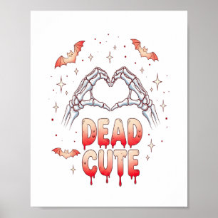 halloween Skeleton Hands Heart, Bats & Blood Poster