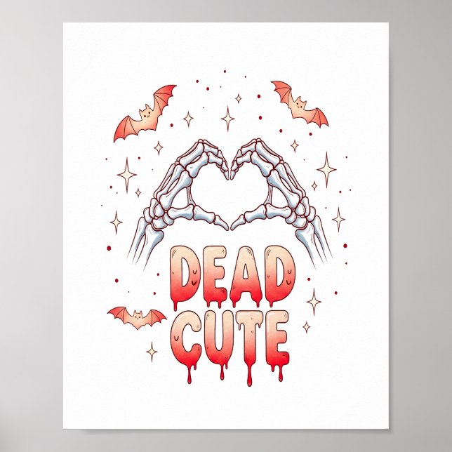 halloween Skeleton Hands Heart, Bats & Blood Poster (Front)