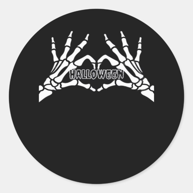 Halloween - Skeleton Hands Heart Classic Round Sticker (Front)
