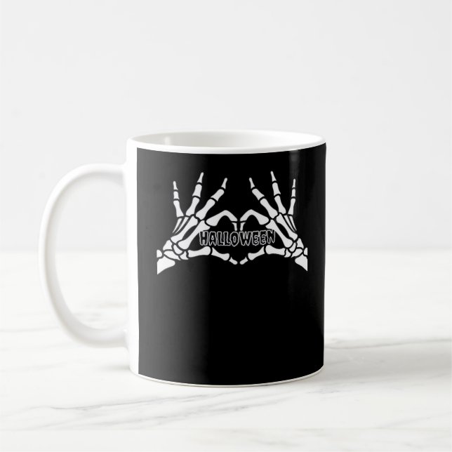 Halloween - Skeleton Hands Heart Coffee Mug (Left)