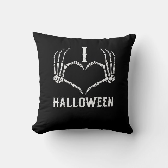 Halloween Skeleton Hands Heart Cute Women Girls Ki Cushion (Front)