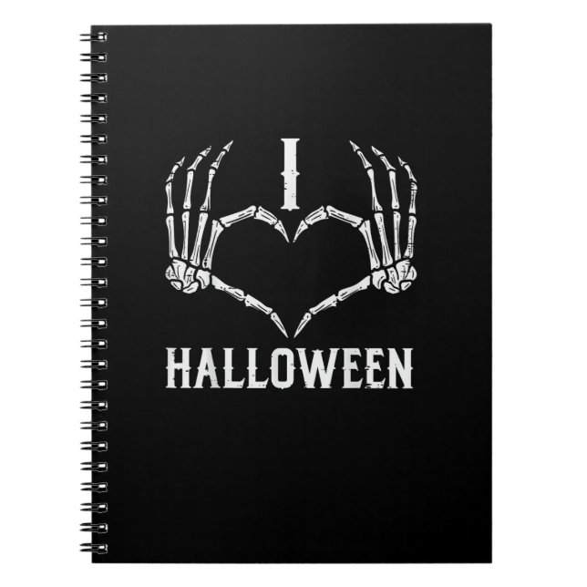 Halloween Skeleton Hands Heart Cute Women Girls Ki Notebook (Front)